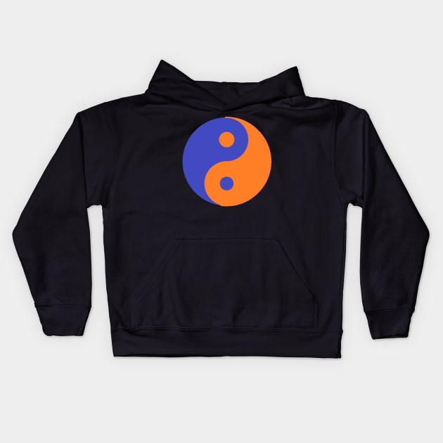 Yin Yang in blue and orange Kids Hoodie by NovaOven